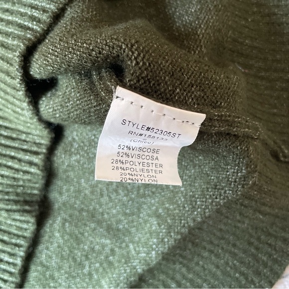 Pink Clover Sweater Women's Small Green Brown Knit Button Fall Pull Over Forest - Picture 3 of 7